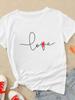 (Asian Size) Women Short Sleeve Fashion Love Letter Cute Trend Clothing Casual Tshirt Female Print Lady Tee Top Graphic T-shirts