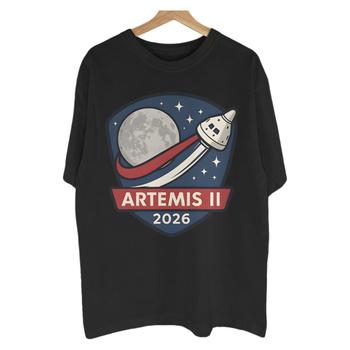 Badge Unisex Artemis II 2026 Lunar Mission T-Shirt Premium Short Sleeve Harajuku Streetwear Space Fan Graphic Top