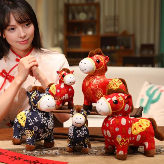 Blessing Horse Plush Toy Chinese Style Stuffed Horse Doll Good Luck Horse 2026 New