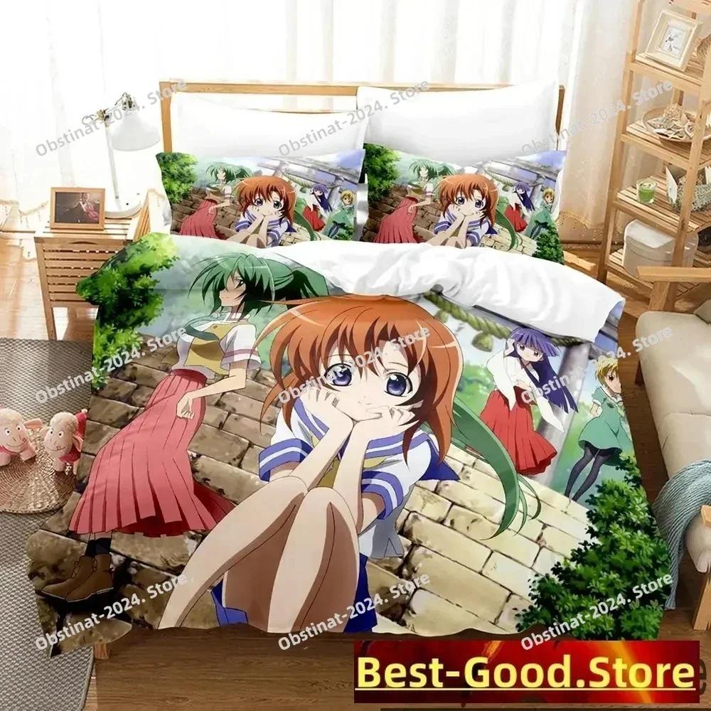 3D Аниме Higurashi When They Cry Комплект постельного белья с принтом Одеяло Пододеяльник Наволочка 3 предмета Детский и Взрослый Размеры