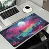 Black Cat Tombstone Neon Graveyard Cute Ghosts Xxl Gaming Desk Mat Non Slip Rubber Base Extended Mouse Pad For Halloween Fan