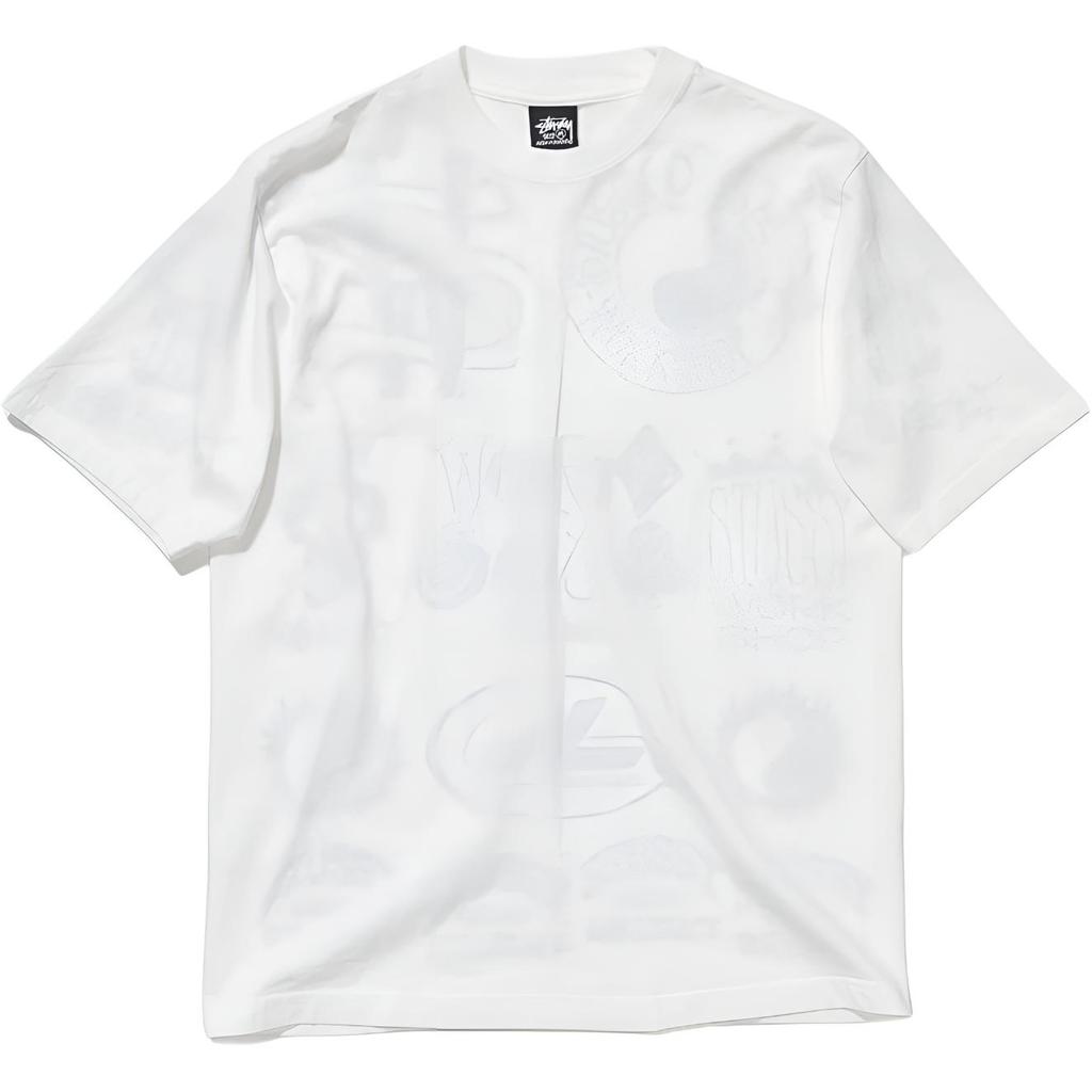 Stussy Наша Коллаборация Наследие SS26 Мастерская Футболка с Пигментной Окраской Полный Принт Граффити Свободный Крой Опущенные Плечи Короткий Рукав Футболка Унисекс Топы ST3904054NATL