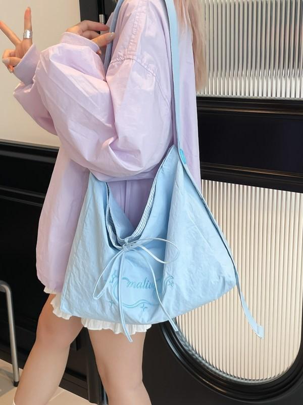 Nylon Letter Tote Bag For Leisure Travel With Spacious Design And Urban Fashion