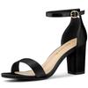 Allegra K Women's Satin Open Toe Sandals with Ankle Strap and Chunky Heel, Black, Size 24.5cm