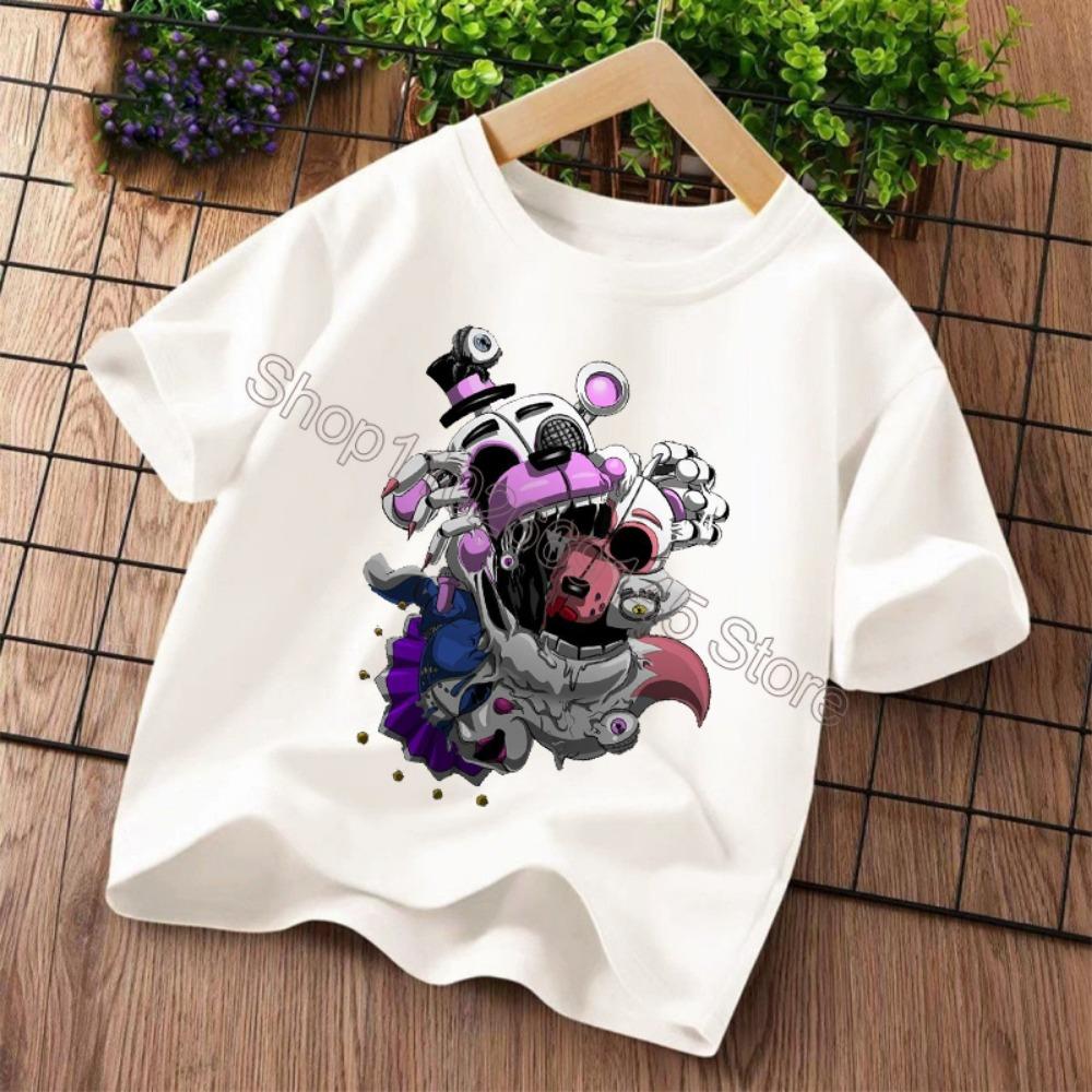 Новые детские футболки Five Nights At Freddys FNAF с мультяшным принтом Детские повседневные спортивные топы с короткими рукавами Детская одежда