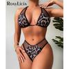 Leopard Mesh Fishnet Splicing Halter Bikini Female Swimsuit Women Swimwear Two-pieces Bikini Set Bather Bathing Suit Swim