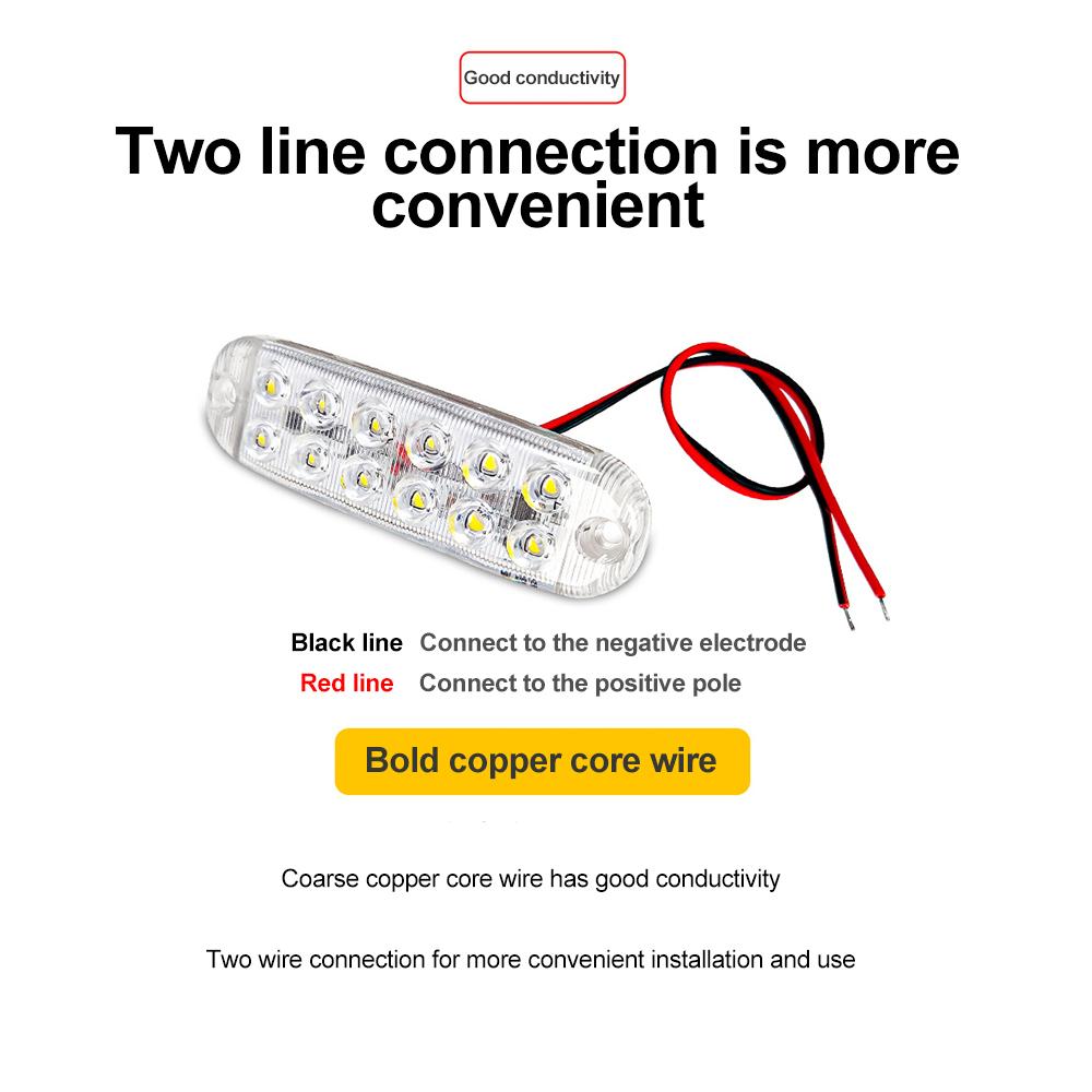 12 Led Strobe Side Warning Light Strobe Grille Flashing Lightbar Car Truck Beacon Lamp Amber Yellow White Traffic Light 12V-80V