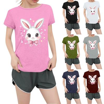 Женская повседневная футболка с круглым вырезом и короткими рукавами с принтом