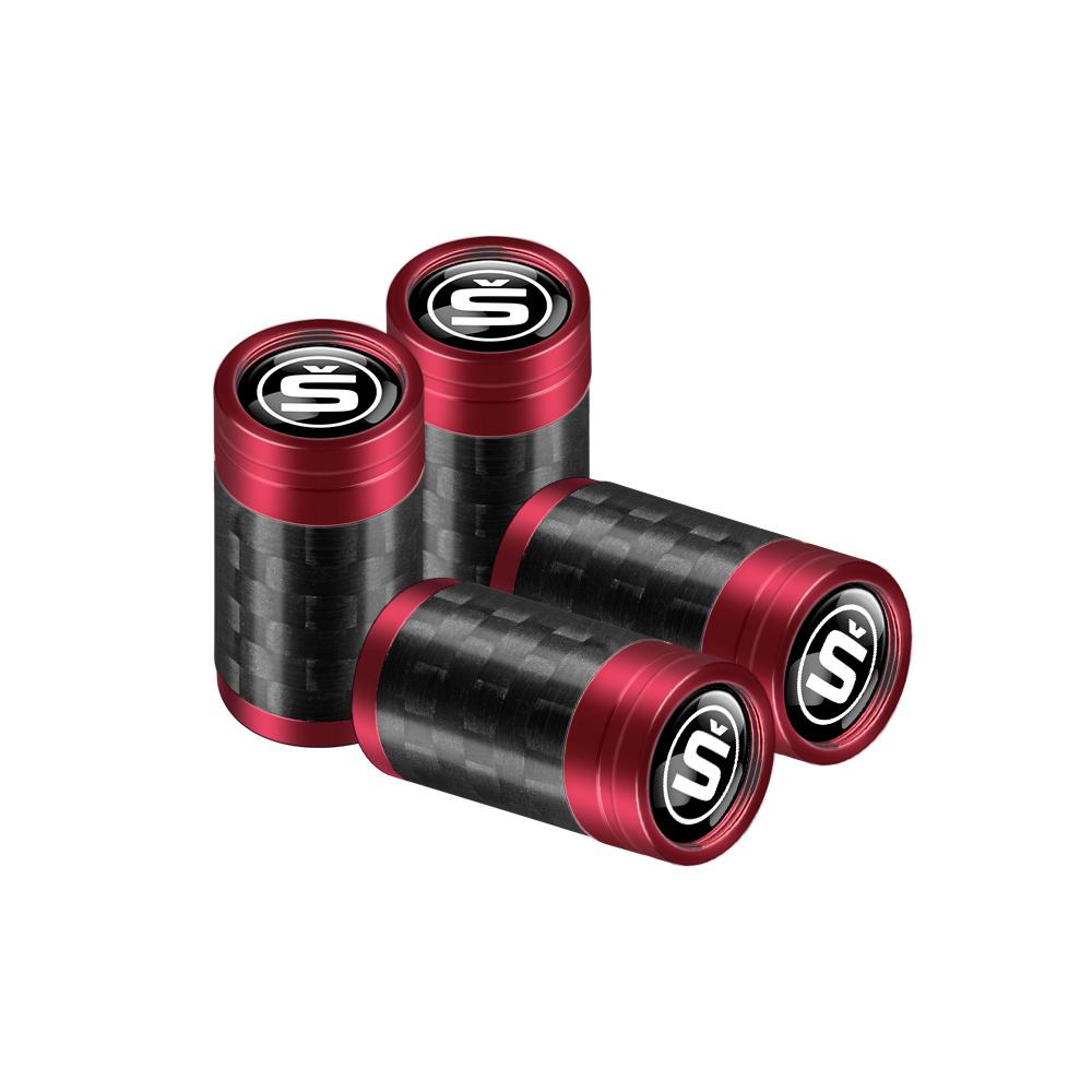 MPLP2 4Pcs Car Tire Valve Cap Carbon Fiber Tyre Wheel Air Stem Valve Cover for Skoda S VRS VII Octavia Rapid Fabia Superb Kodiaq Karop