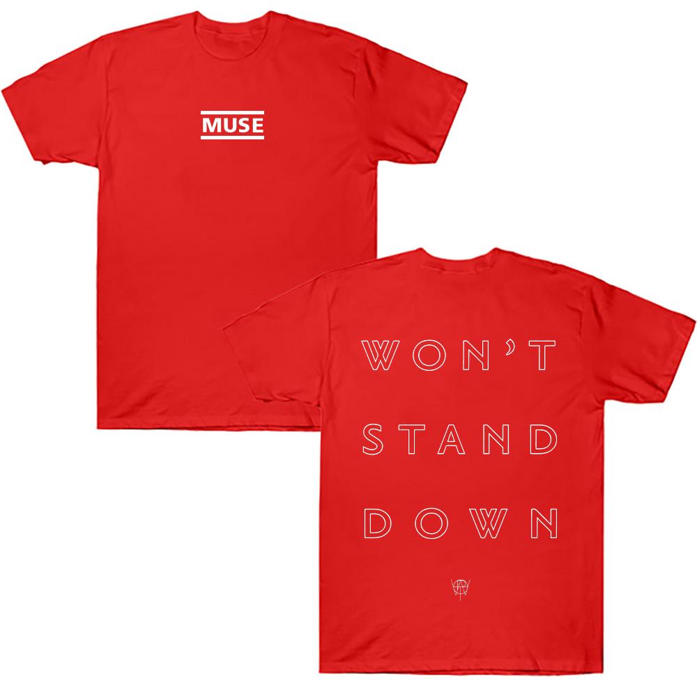 Футболка Muse Won't Stand Down с графическим принтом рок-группы Muse, с круглым вырезом, коротким рукавом, винтажная, летняя, повседневная, хлопковая, унисекс