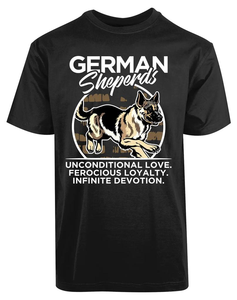 Unconditional Love Ferocious Loyalty German Shepherd T-Shirt 100% Cotton O-Neck Short Sleeve Ca