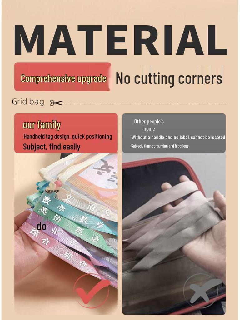 A4 Dual-Layer Zipper File Bag - Large Capacity Transparent Mesh Document Storage for Students