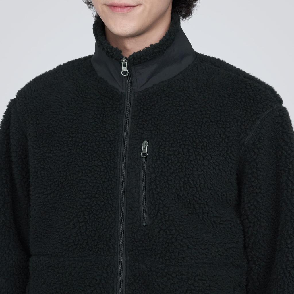 Мужская флисовая куртка MUJI на боа, черная, размер S, AB1LAA3A