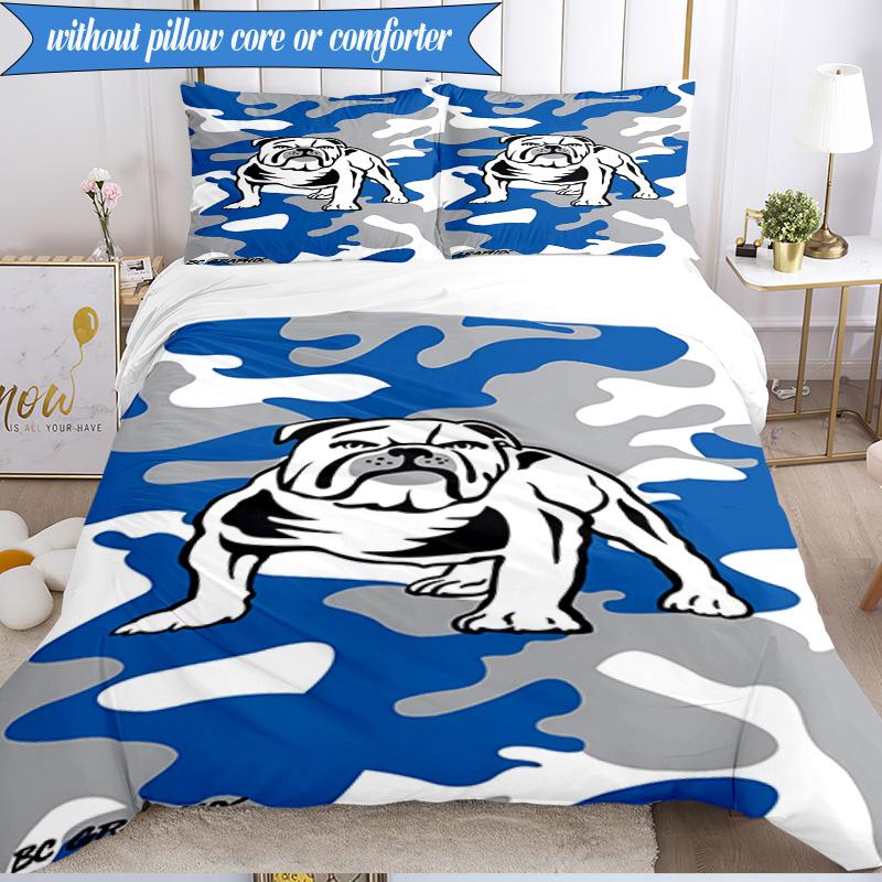 3PCS Bulldogs Team Crest Design Bedding Set 2D Printing (Includes 1 Duvet Cover + 2 Pillowcases Coreless), Bedroom decor,Fan gift