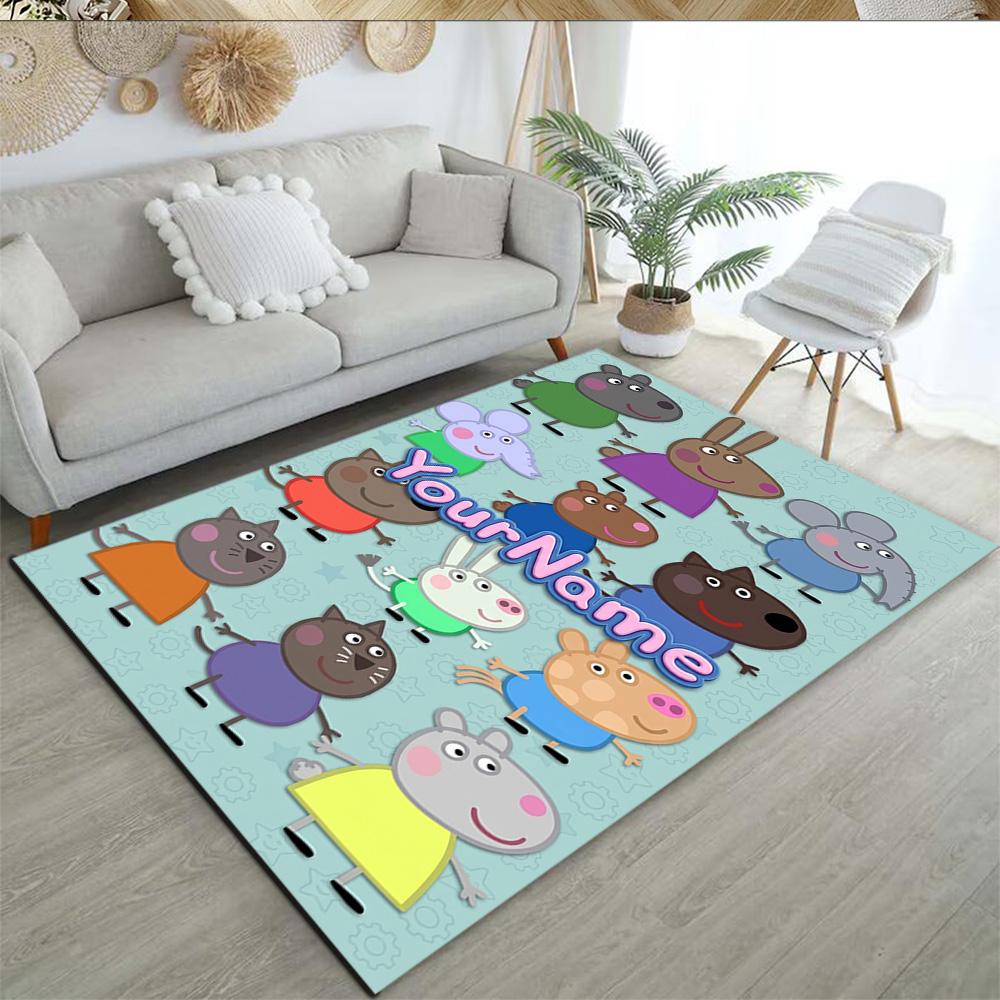Peppa Pig Customize Your Name Floor Mat Design for Decorate room Foyer Bedrooms Entryway Antislip Carpet Office home decor