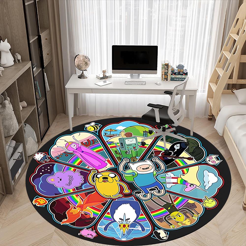 1pc Adventure-Time Chair Carpet for Office Non-Slip, Soft & Comfortable, Carpet for Office, Gaming, Lightweight Round Floor Mat yy251021008