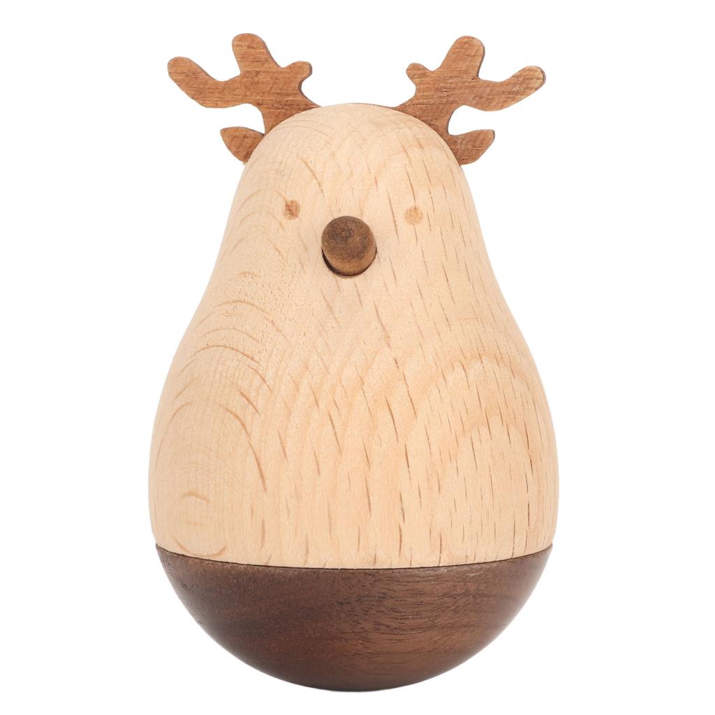 Deer Wobbler Cute Exquisite Sturdy Durable Wood Decorative Eye Catching Roly Poly Toy for Kids Home