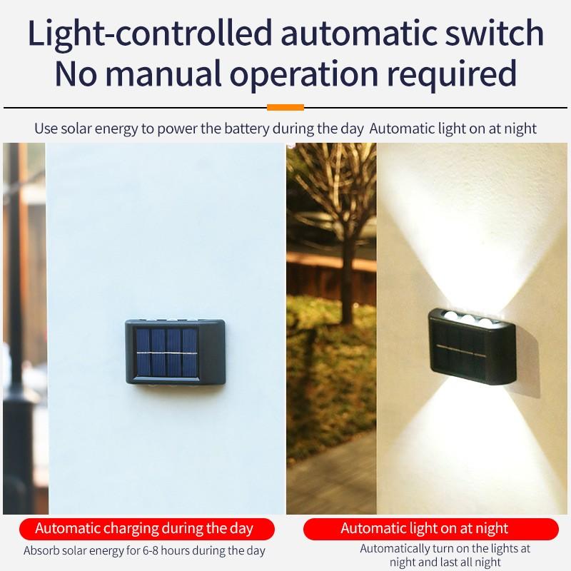 4/6/10 LED Solar Wall Lamp Outdoor Waterproof Up And Down Luminous Lighting Garden Decoration Solar Lights Stairs Fence Sunlight Lamp