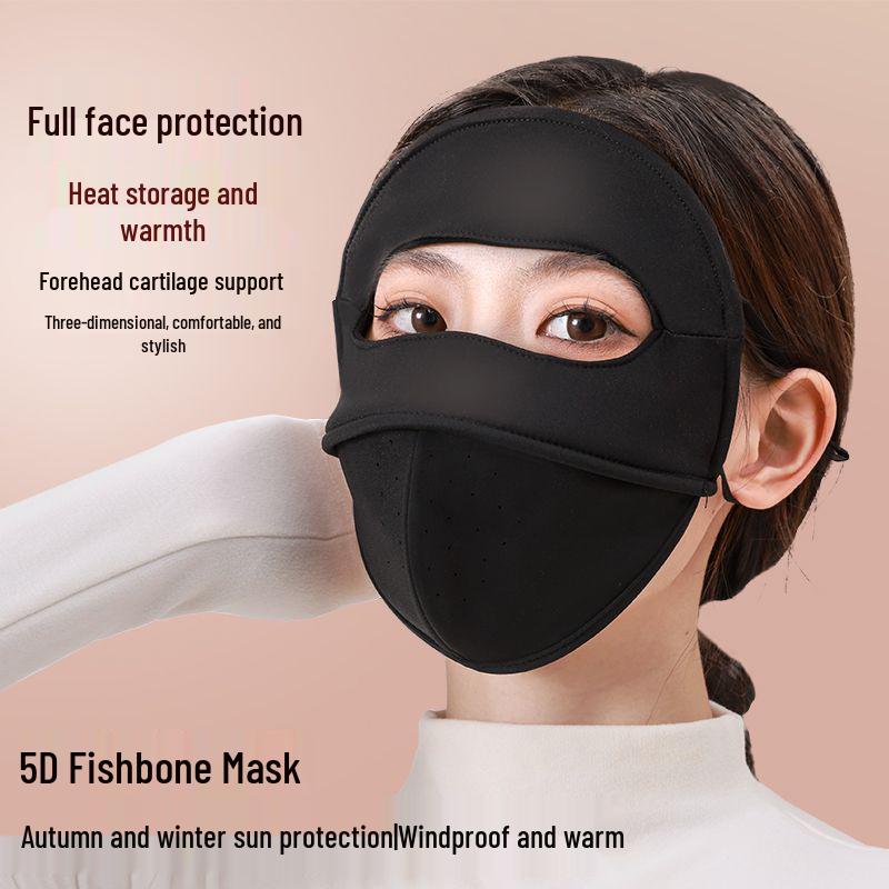 3D Fishbone Breathable Plus Velvet Full Face Mask - Windproof, Coldproof, UV Protection for Autumn/Winter Cycling