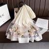 New Women Silk Wool Scarf Floral Embroidery Hijab Female Foulard Spring Summer Thin Pashmina Shawl Wrap Bufanda Headscarf Stoles