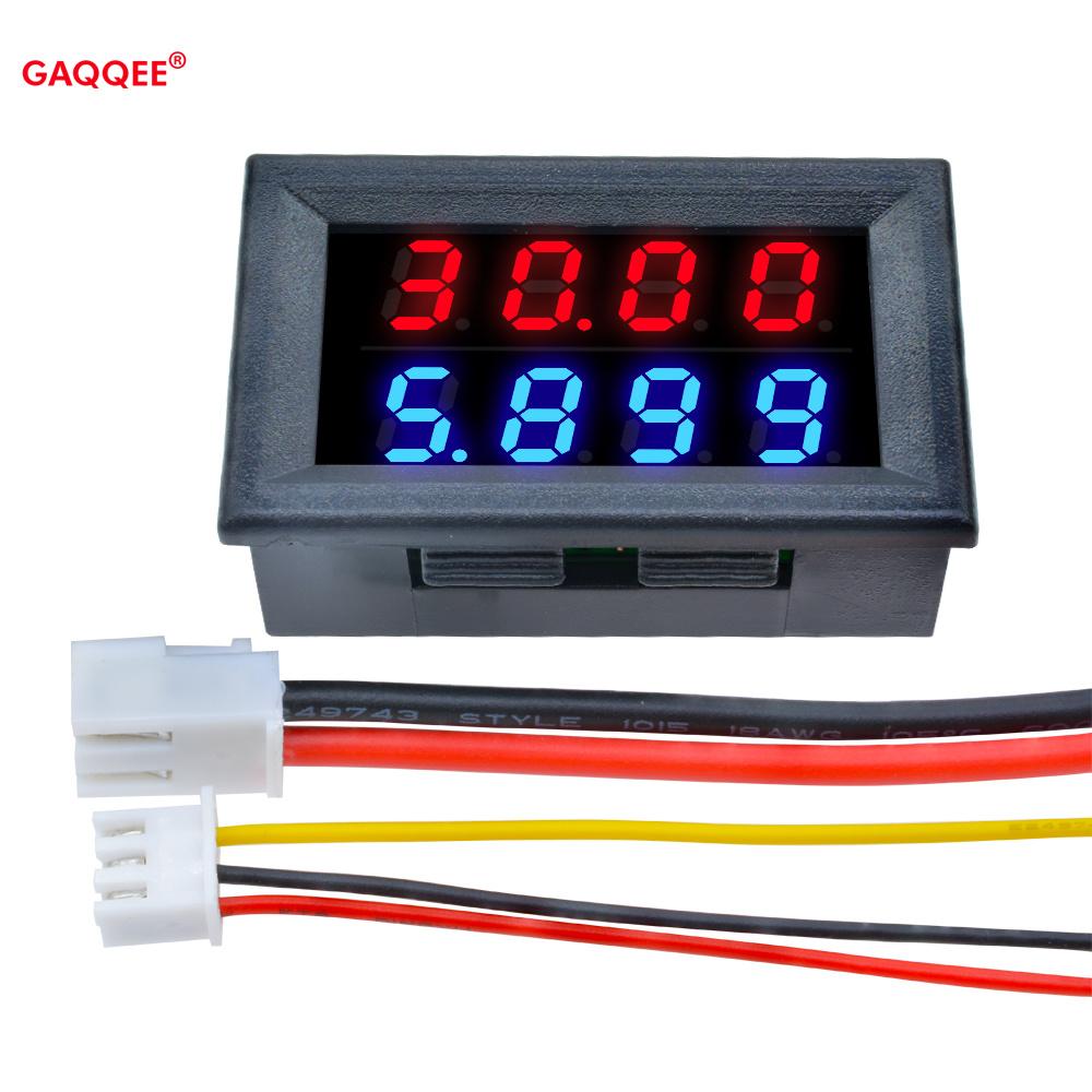 Voltmeter Ammeter DC 200V 10A Blue Red Dual Digital LED Display Ampere Volt Voltage Current Meter Tester Detector 4 Bit 5 Wires