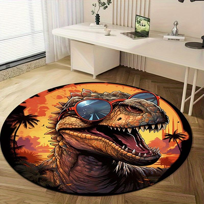 1pc Cool Dinosaur with Sunglasses Outdoor Round Carpet for Home Office Decor GiftRA1530