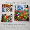 Festive kitten scene Bedding Duvet cover sets Duvet covers Pillowcases gifts (1 * Duvet Cover 2 * Pillowcases, without duvet insert)