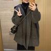 Autumn and Winter New Loose Woolen Coat Coat Women's Hooded Thickened Pocket Knitted Cardigan Women