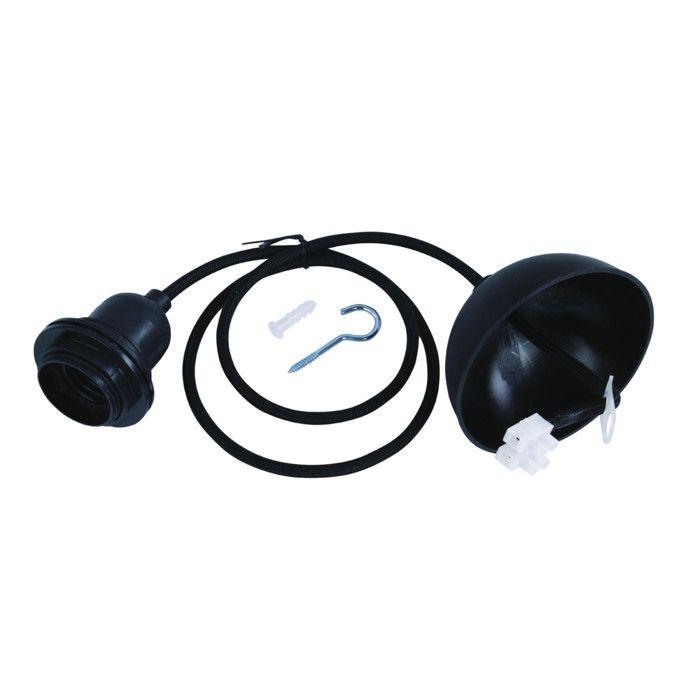 Douille lampe,lampe suspend.P.DouilleE27, noir, 100cm, av. Anneau fileté, 1 pce.