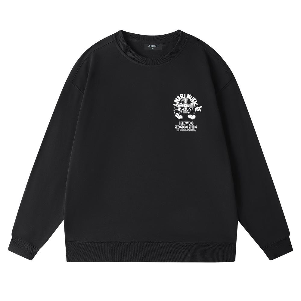Унисекс толстовка Amiri с круглым вырезом - Модный принт с буквами, Осенне-зимний стиль.