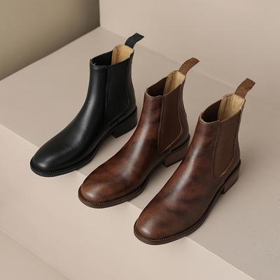 Модные AIYUQI 2025 новые женские ботинки челси Нескользящие ретро ботинки на шнуровке для работы для женщин Большой размер на низком каблуке женская зимняя обувь