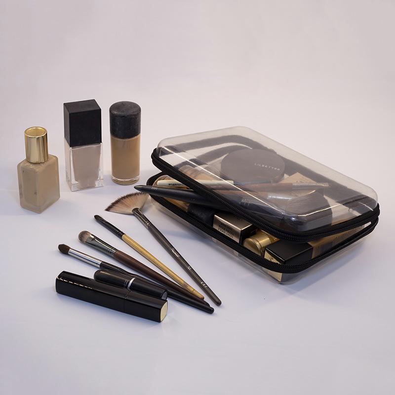 Waterproof Transparent Hard-shell Cosmetic Storage Bag Zippered Clear Pouch for Travel Outdoor Toiletries Organizer
