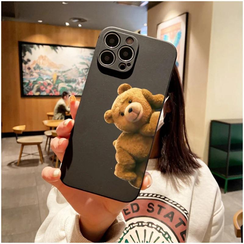 Чехол для телефона Ted Bear для iPhone 11 12 13 14 15 16 Pro Max Plus Mini 7 8 SE X XS XR Мягкий силиконовый чехол