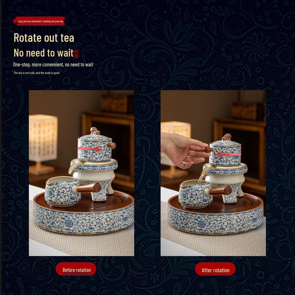 Роскошный автоматический чайный набор Kiln Blue & White Lotus - Подарок для руководителей и старших