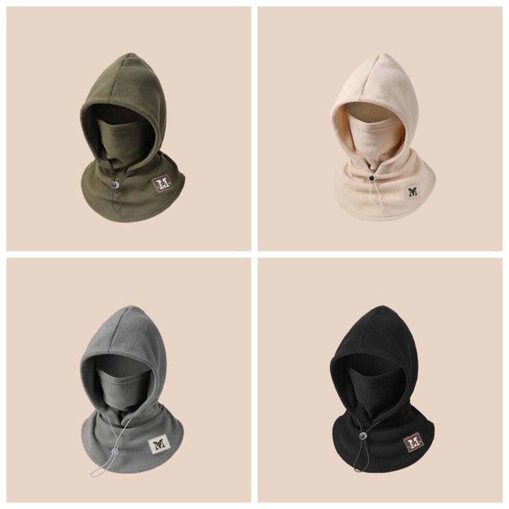 Windproof Hooded Neck Cap Drawstring Men Helmet Hat Fashion Fleece Balaclava Hat Cycling