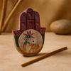 Incense Holder Soapstone Hamsa Elephant And Palm 9x6cm