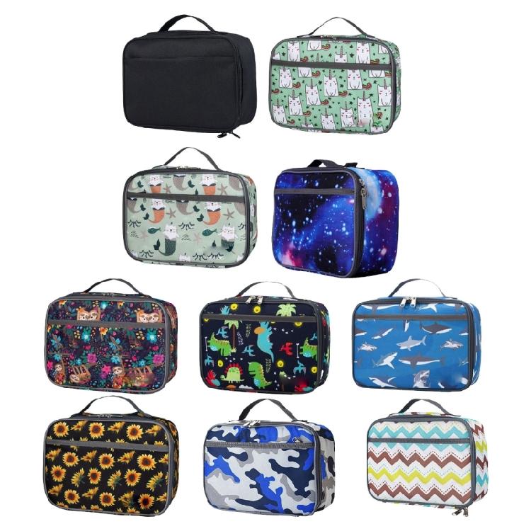 Portable Square Pattern Lunch Holder Convenient Waterproof Meal Transport Bag for School Lunches Or Outdoor Picnics