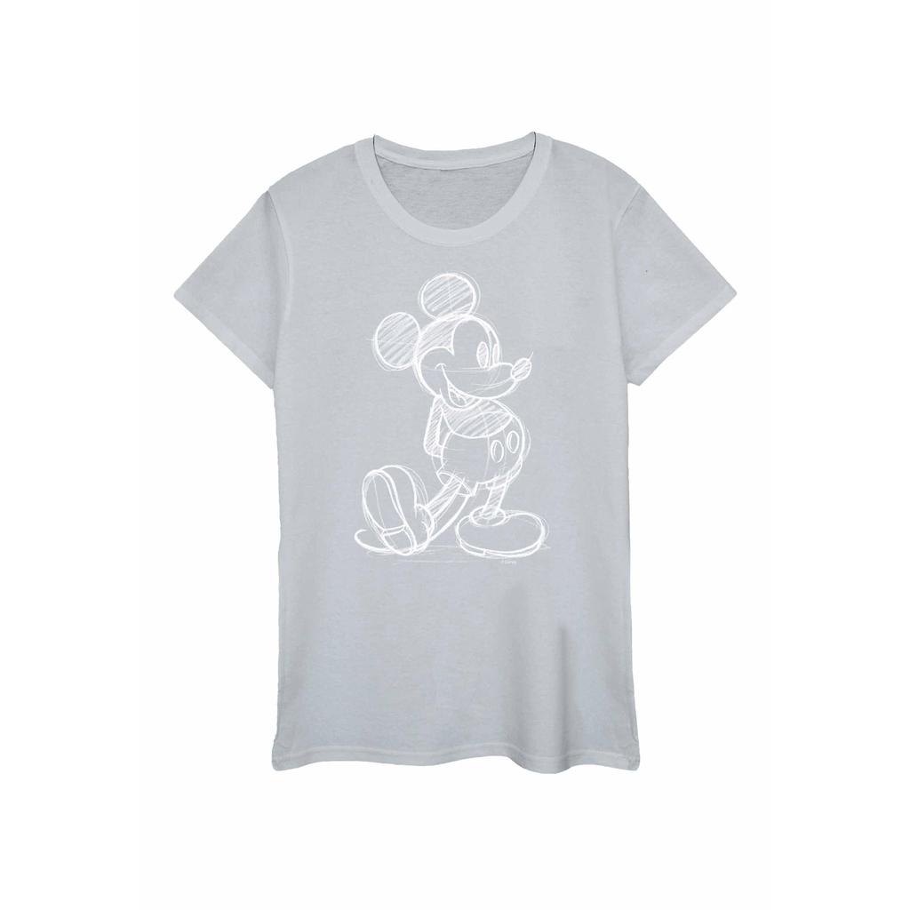 Disney Womens/Ladies Mickey Mouse Sketch Kick Cotton T-Shirt
