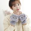 Women Girls Cute Half Finger Gloves Winter Flap Dual-purpose Thicken Mittens Gloves
