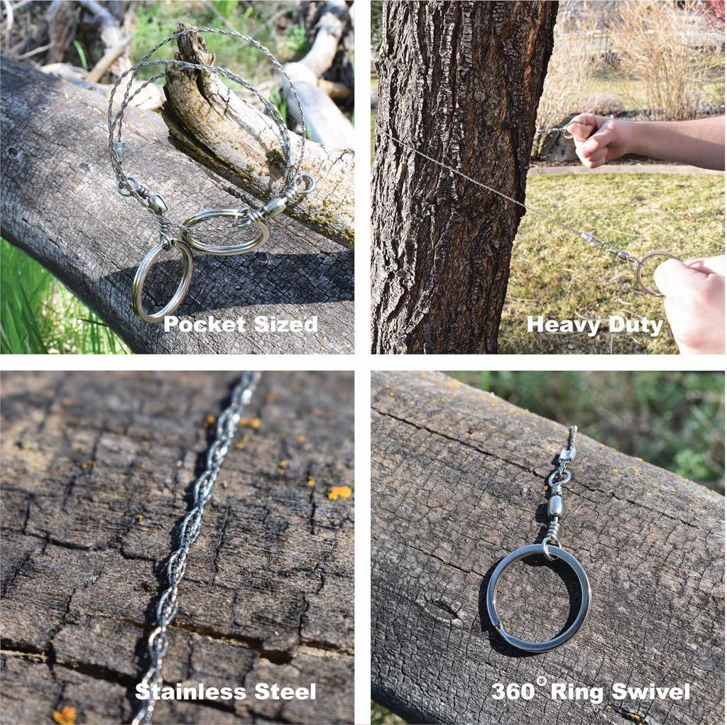 Выживание проволочной пилы I Карманная бензопила из нержавеющей стали. Механизм для рюкзака. I Легкая 22-дюймовая веревка для резки кабеля. I Веревка для аварийной бензопилы для кемпинга.