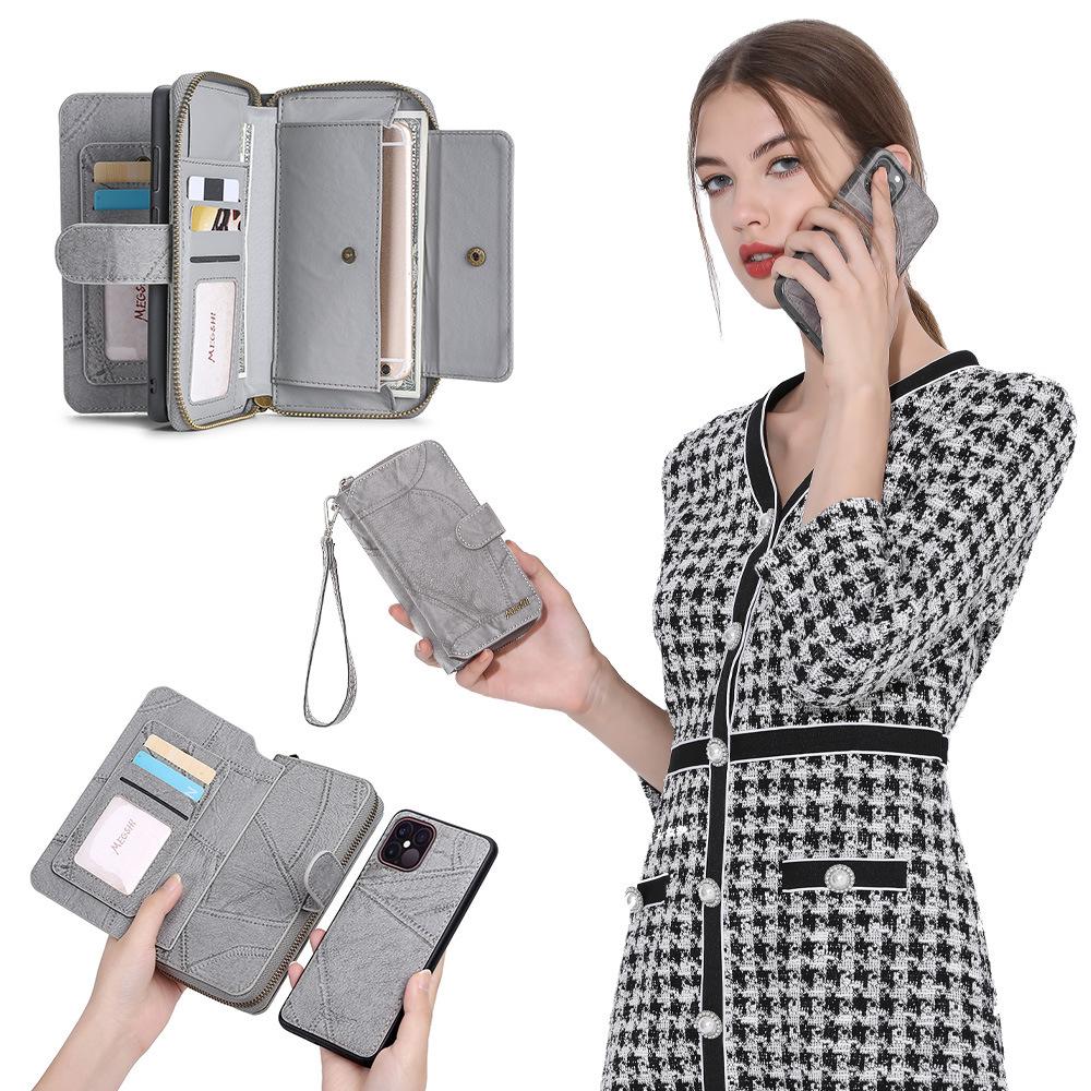 Megshi Detachable Flip Leather Case For Iphone 16 15 14 13 12 11 Pro Xs Max Business Wallet Phone Cover For Iphone Se 2020 X Xr