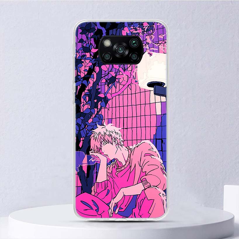 Мягкий чехол Anime Vaporwave Glitch Purple для Xiaomi Poco X3 NFC X4 M4 Pro M3 M2 Phone Cover F3 F2 F1 Mi Note 10 Lite A3 A2 A1 Fun