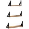 Wall Mounted Shelf System with Storage 3 pcs Smoke Oak