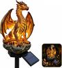 Solar Garden Light: Resin Dragon Legacy Statue Lamp with Golden Glow Accents - Medieval Fantasy Style Outdoor Lamp - Halloween Decor Gift for Dragon