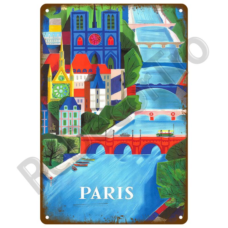 Винтажные летние пляжные металлические вывески, знаменитый городской пейзаж, постер, жестяная вывеска, ретро настенный художественный декор для гостиной, дома, на берегу моря