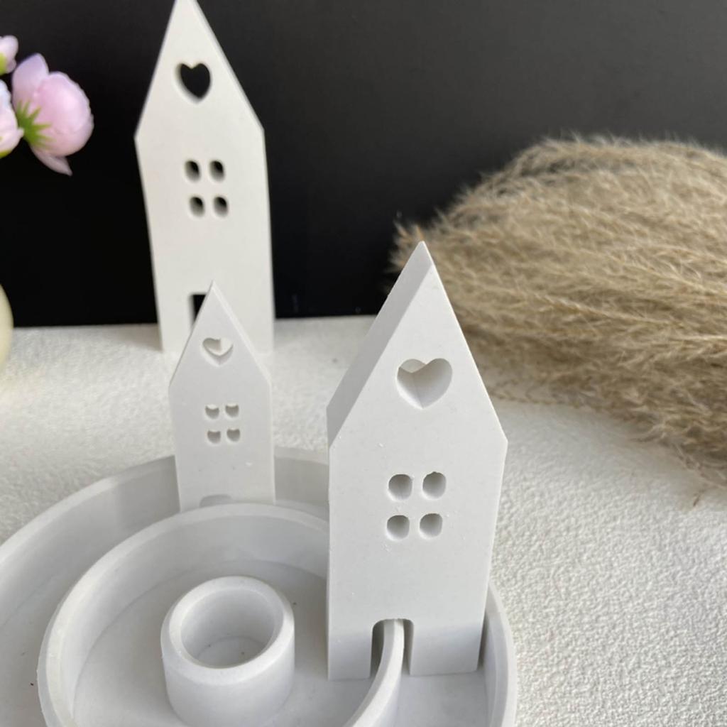 3 Pcs House with Window Candle Mould Handmade Houses Silicone Mold Epoxy Resin Mould DIY Scented Candle Making Molds
