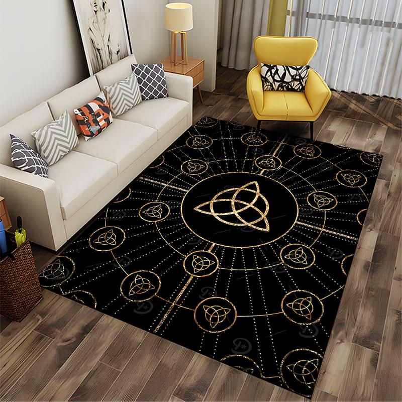 Golden Celtic Knot Pattern Carpet suitable as a non-slip mat for the living room or bedroom sofa