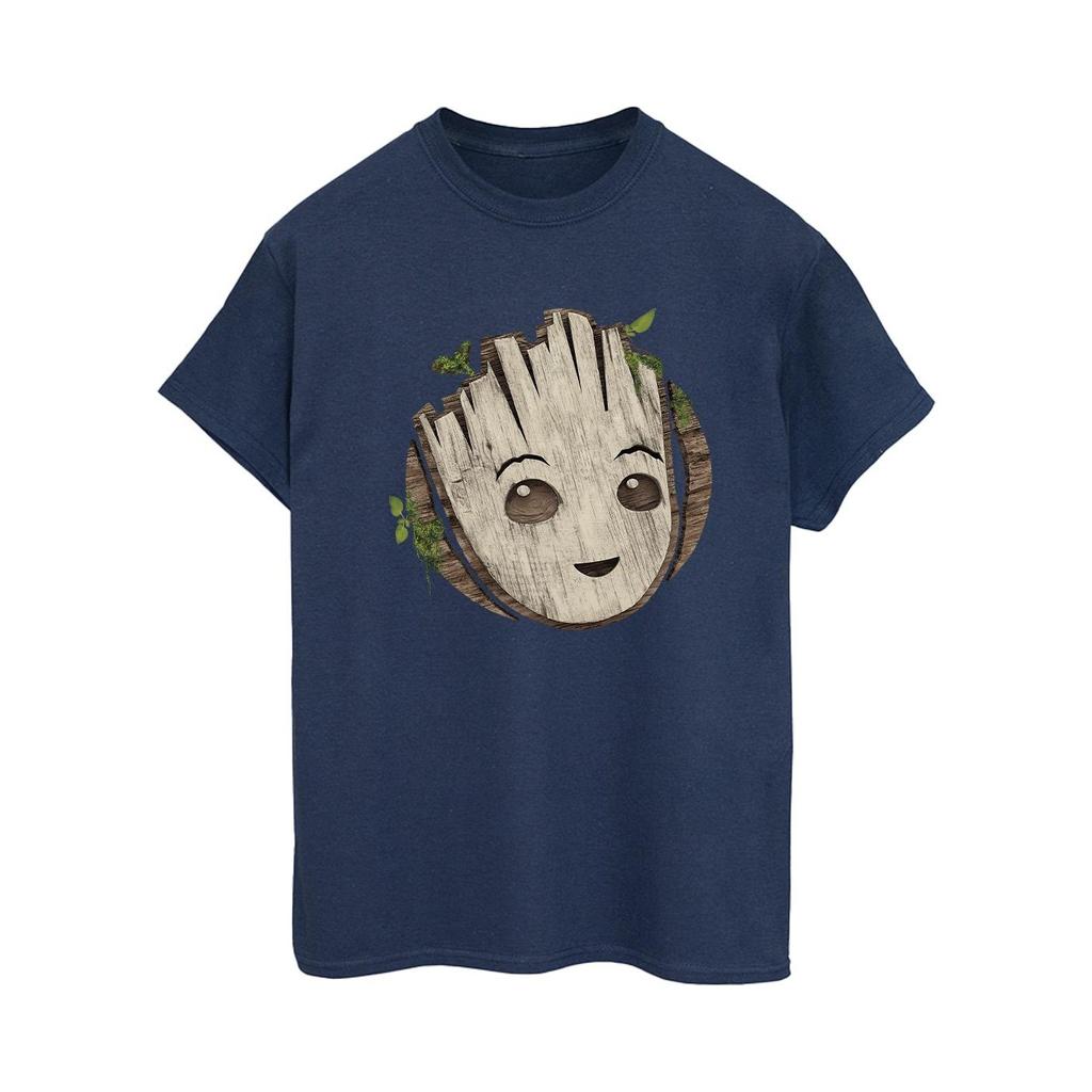 Marvel Womens/Ladies I Am Groot Wooden Head Cotton Boyfriend T-Shirt