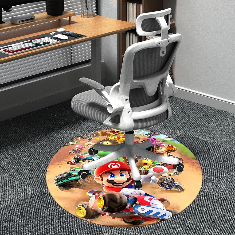 1 шт. Круглый ковер Mario Kart для офиса, спальни, гостиной, домашний декор, декор комнаты, Offic a1016198