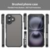 For iPhone 16 Case Drop Proof Airbags Frosted Translucent PC + TPU Phone Back Cover - Black